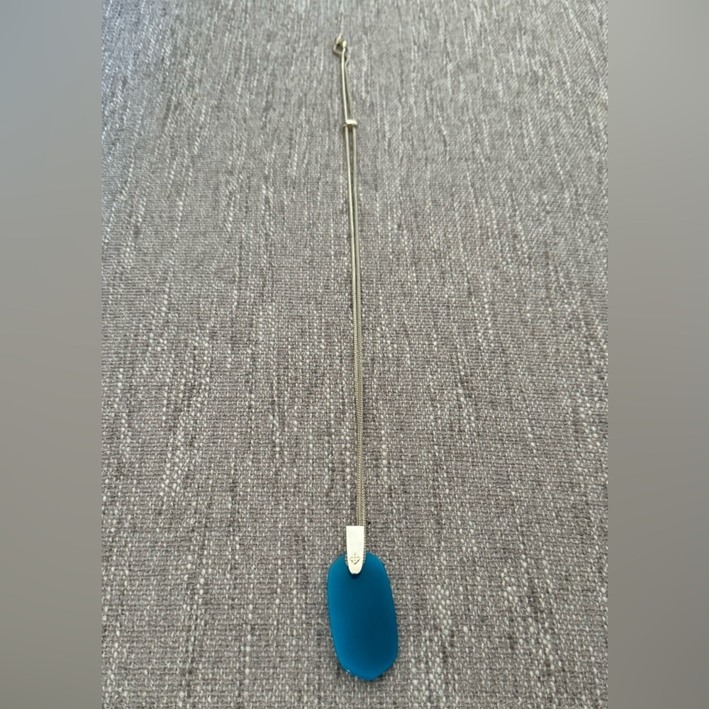 EUC - Kendra Scott Gold Inez Blue Agate Pendant Necklace - Picture 6 of 8